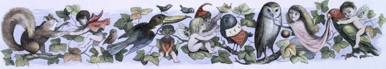 'Water lilies and water fairies of the period', c1869-c1870. Fairy child's play. An assortment of
