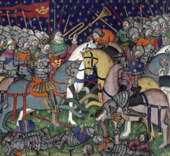 Battle between Alexander the Great and Porus, 15th century. Depiction of a scene during Alexander's