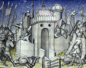 Besieging a castle, c1400.