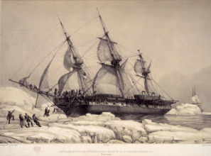 The Astolabe caught in an icefield on its voyage of exploration to the Pacific Islands, 9 February