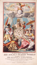 Title page from van Keulen's Chart Atlas, 1682. 'De Groote Nieuwe Vermeerderde Zee-Atlas ofte
