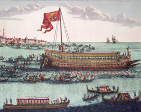 The Venetian Doge's State Galley, 1693. The splendid galley, used by the ruler of Venice, is