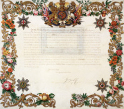 Letter from the Prince Regent to the Emperor of China, 1816. This ornamental letter of credence,