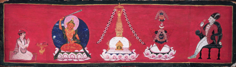 Pandit Amrtananda and Captain Knox with the Bodhisattva Manjushri (representing transcendent