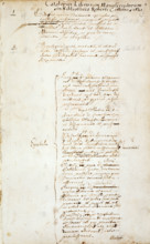 Opening page of the catalogue of manuscripts in Cotton's library, 1621. 'Catalogus Librorum