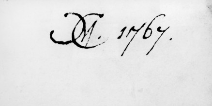 Cracherode's ownership mark, 1767. Inherited wealth enabled Clayton Mordaunt Cracherode to
