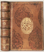 Book binding made for Jacques-Auguste de Thou, c1606. This gold-tooled and stencilled binding for