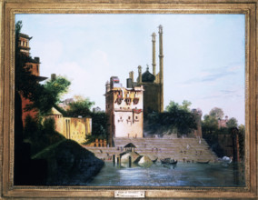 A view of Benares, 1781. Benares (Varanasi) is a major place of pilgrimage for Hindus, Jains,