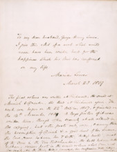 Dedication from George Eliot (Marian Lewes) to her partner, George Henry Lewes, in Vol I of "Adam