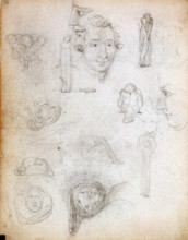 Alphabetic human forms,  c1787-1818. Page from a sketchbook.  Drawing adopted for the poem 'Holy