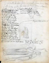Emblem 33; youth leading age, c1787-1818. Page from a sketchbook. Pencil drawing adopted for the