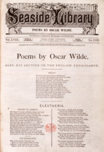 Lecture and poems by Oscar Wilde, 1882. 'To drift with every passion till my soul Is a stringed