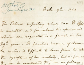 Charlotte Bronte's letter to Dr John Epps, 1848. Desperate to alleviate her sister Emily's