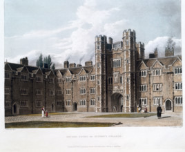 Second Court of St John's College, Cambridge University, Cambridgeshire, 1814. The poet, William