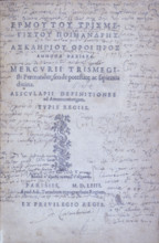 Isaac Casaubon's copy of the Hermetic texts, 1554. 'Mercurii trismegisti poemander, suede potestate