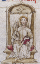 A man seated on a throne holding a book, late12th-early 13th century. From a manuscript by the
