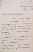 Letter from Gladstone to Disraeli, 1878. Page from an exchange of letters between William Gladstone