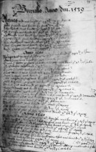 Parish register, late 16th century. The first entries for burials in 1539, 1540, and 1541 from the