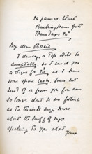 Letter to Lord Alfred Douglas from his father Lord Queensberry, c1890s. '24 James Street,