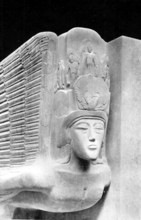 Monument erected over Oscar Wilde's grave, Père Lachaise Cemetery, Paris, France, 1914. Sculpture
