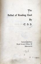 The Ballad of Reading Gaol by C.3.3., 1898. Title page of Oscar Wilde's "The Ballad of Reading