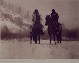 'For a Winter Campaign - Apsaroke', 1909. North American Indians on horseback. The warrior on the
