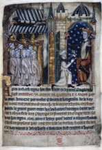 King John is offered a poisoned chalice by a monk, c1280-c1300. From "Miscellaneous chronicles".