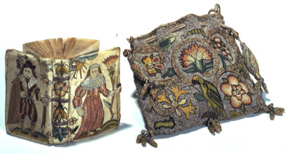Embroidered prayer book and bag, 1633. Book of Psalms encased in an embroidered silk binding,