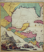 Map showing the Gulf of Mexico and surrounding area, 1705. New Mexico, Louisiana, Florida, Mexico,