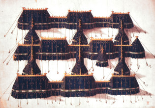 Design for a royal pavilion, early 16th century. Lavishly decorated tents constructed at the field