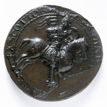 Seal of Alexander I of Scotland, c1112. (Obverse of seal). Impression of the seal of King Alexander