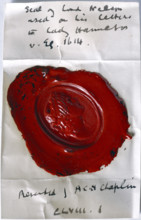 Seal of Lord Nelson, c1798-1805. Impression of a female head, used by Lord Nelson on his letters to