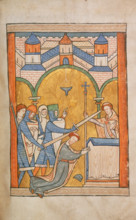 The Murder of St Thomas Becket, c1200-c1300. The Archbishop of Canterbury is murdered by four