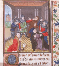 The murder of the Archbishop of Canterbury, c1460-c1480. The Archbishop of Canterbury and others