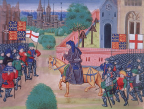 The Peasants' Revolt, c1469-c1480. The Peasant's Revolt, 1381, with banners of England and St