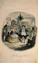 M Fezziwig's Ball, 1843. In a crowded room a party is in full swing. From "A Christmas Carol in