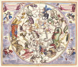 Hemisphaerium Australe. Southern hemisphere containing signs of the Zodiac, 1660.