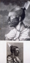 Two portraits of Maoris, c1768-c1780, 1769.  Head and shoulders portraits of two Maoris with