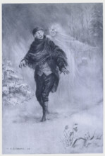 'What fearful shapes and shadows beset his path amidst the dim and ghastly glare of a snowy night