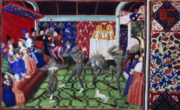 Masquerade at the French court, 1470-1475. King Charles VI of France and his knights masquerade as