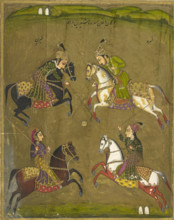 Khusrau and Shirin playing polo, 1726. From An Abridged Version Of Khusrau U Shirin By Nizami Sixty