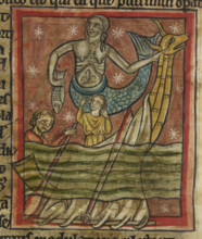 Siren enchants sailors, 1230-1240. From Bestiary.