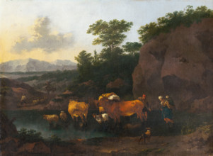 Cattle at a ford, 1670-1680.