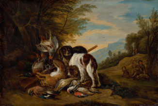 Hunting Still Life in a Landscape, 1700-1715.