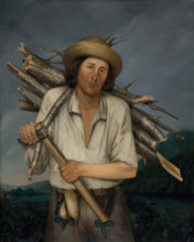 Man carrying a load of wood, 1855-1860.