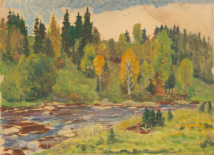 Landscape with a river, 1930-1940.