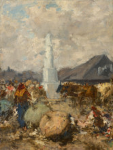 At the Market near the Holy Trinity Column in Szolnok, 1865-1875.