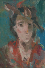 Head study of a woman in a hat, 1940.