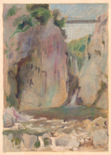 Landscape with a waterfall, early 20th century.