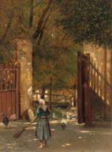 Sweeping the courtyard, 1902.